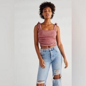 Free People Boulevard Crop Ruched Tank Roam Rouge Womens Medium